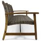 Hearth and Haven Hampton Outdoor Wicker Sofa with Wooden Frame in Grey and Natural, , large