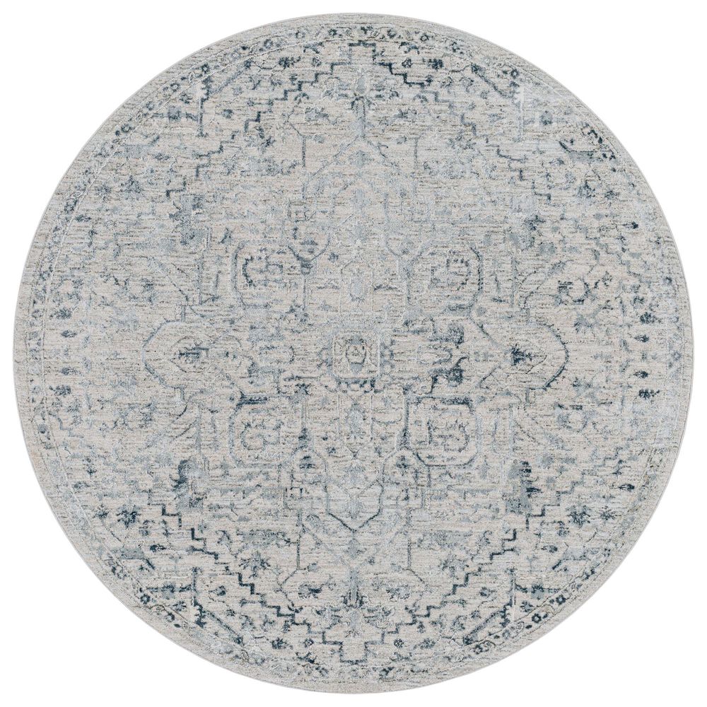 Surya Brunswick Dusty Sage, Light Beige, Taupe, Medium Gray and Deep Teal 6&#39;7&quot; Round Area Rug, , large