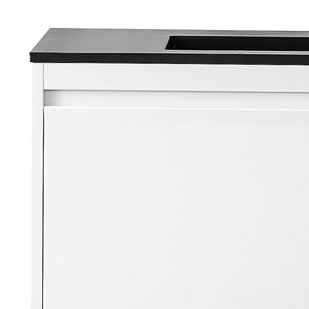 James Martin Mantova 35.4&quot; Single Mounted Bathroom Vanity in Glossy White with 2 cm Charcoal Black Resin Countertop and Rectangular Sink, , large
