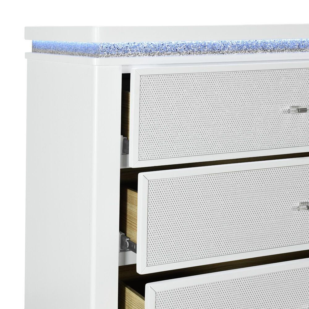 Global Furniture USA Alina 5-Piece Queen Upholstered Panel Bedroom Set in White, , large