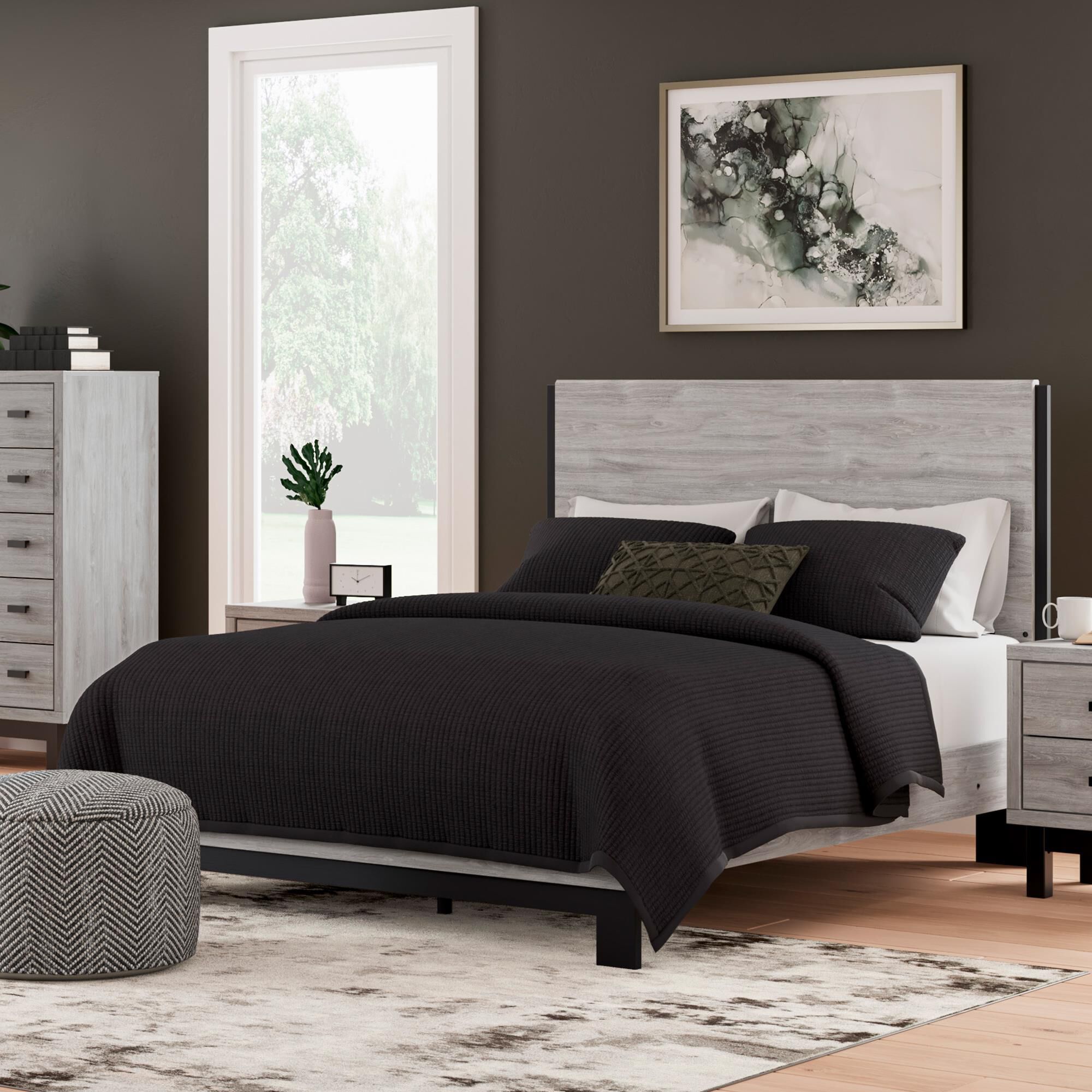 Queen bedroom sets with two nightstands sale