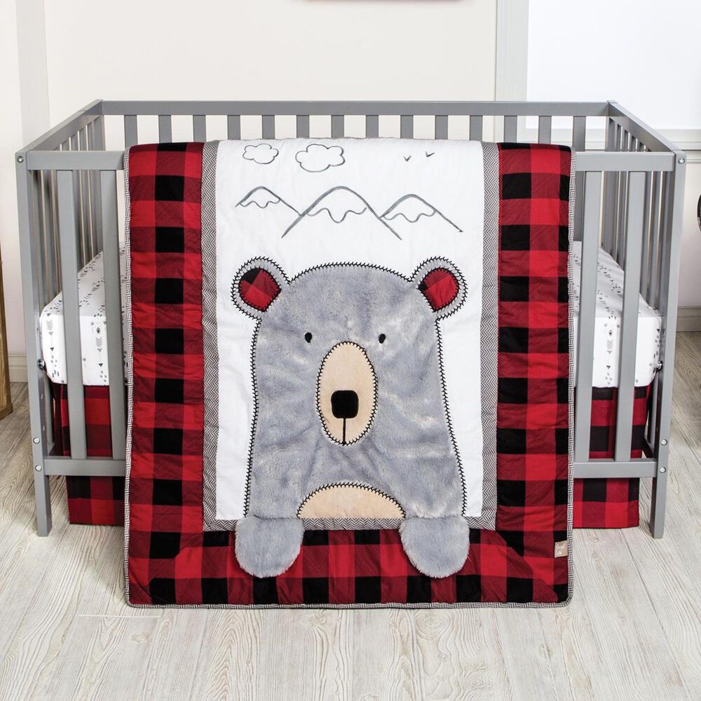 Trend Labs Peak-a-Bear 3-Piece Crib Bedding Set in Gray, , large