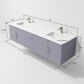 Lexora Home Geneva 72" Double Bathroom Vanity in Dark Grey with 2 cm White Cultured Marble Top and Rectangular Sinks, , large