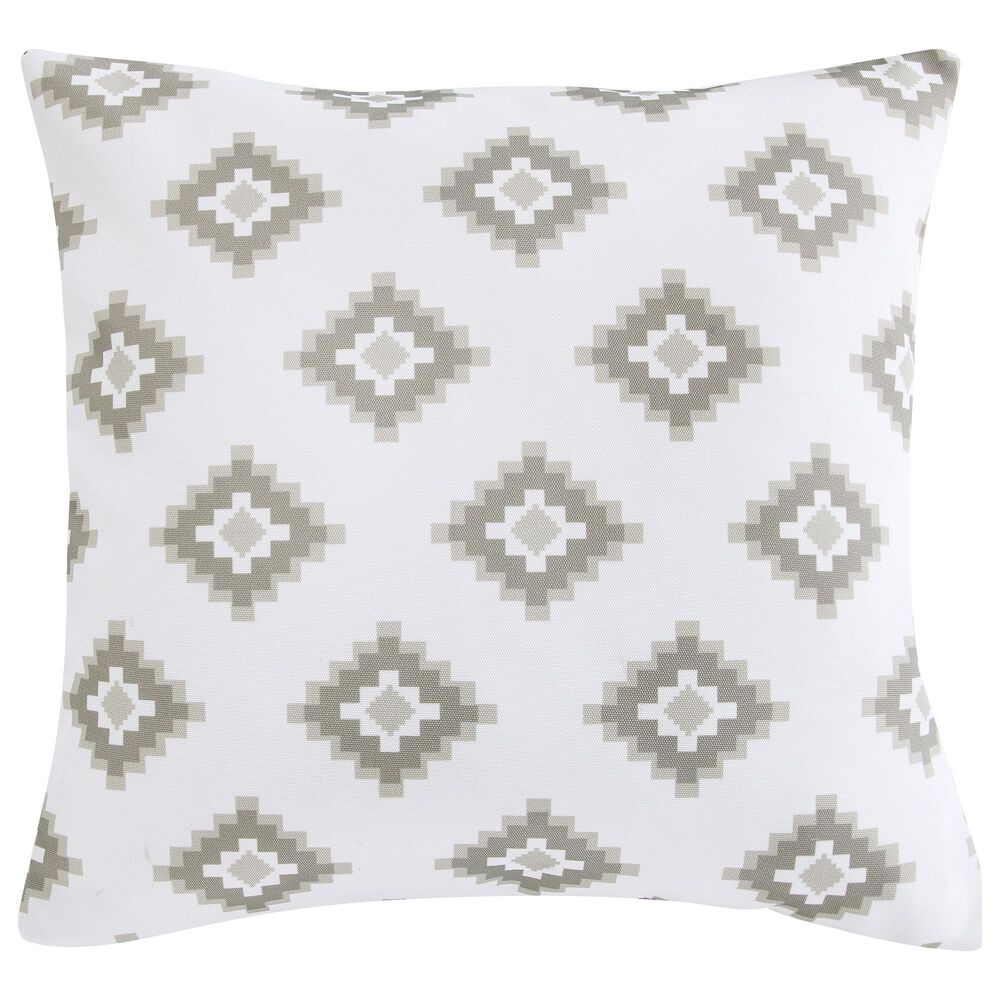 HiEnd Accents Chalet Aztec 20" Square Indoor/Outdoor Throw Pillow in Taupe and Tan, , large