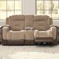 Ashley Mixed Motion Power Reclining Loveseat with Console in Brownstone, , large