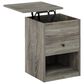 HOMLUX 1-Drawer Lift Top Nightstand in French Oak Grey, , large