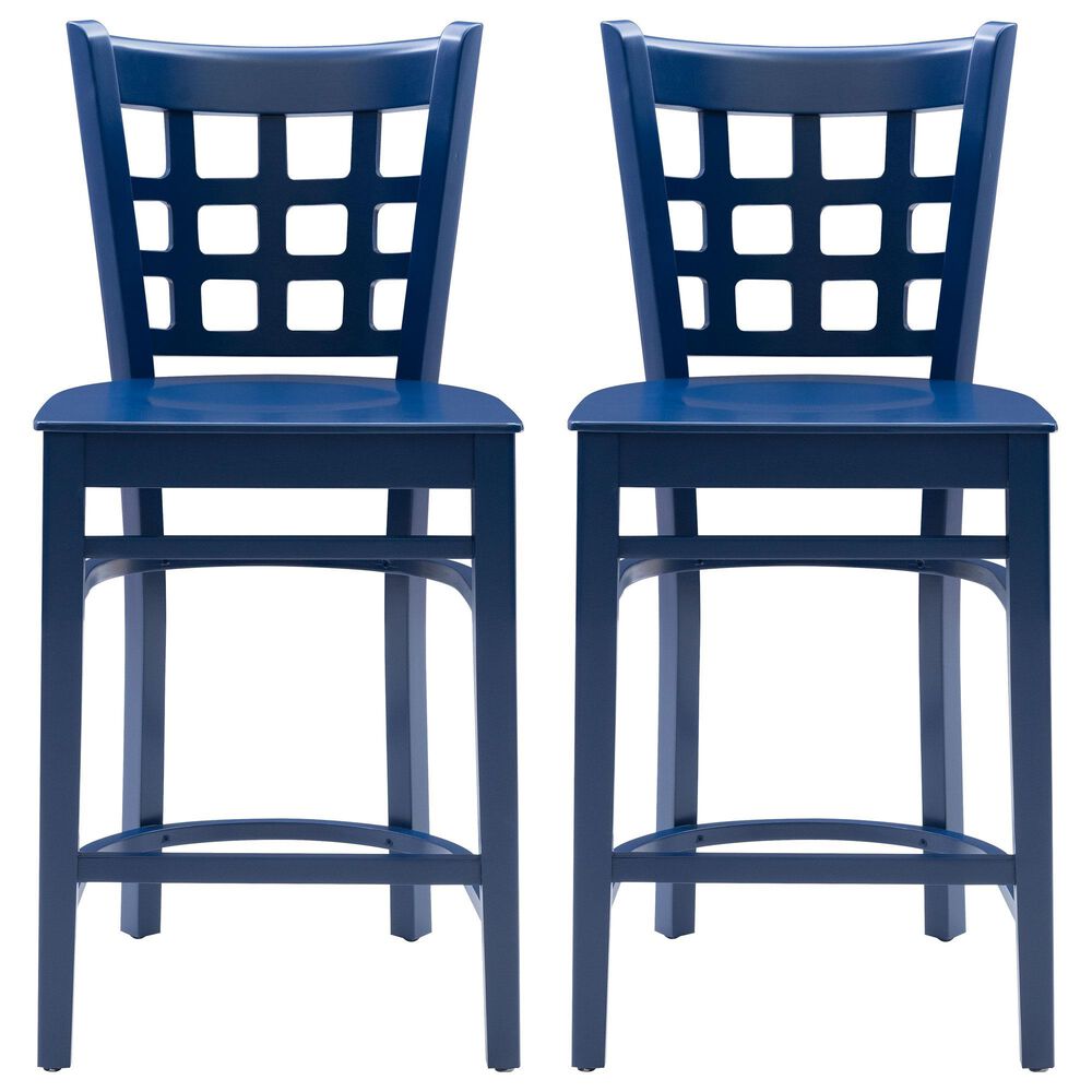 Linon Home Decor Lola Counter Stool in Navy Blue (Set of 2), , large