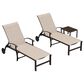 HOMLUX 3-Piece Patio Chaise Lounge Set with Wheels in Khaki, , large