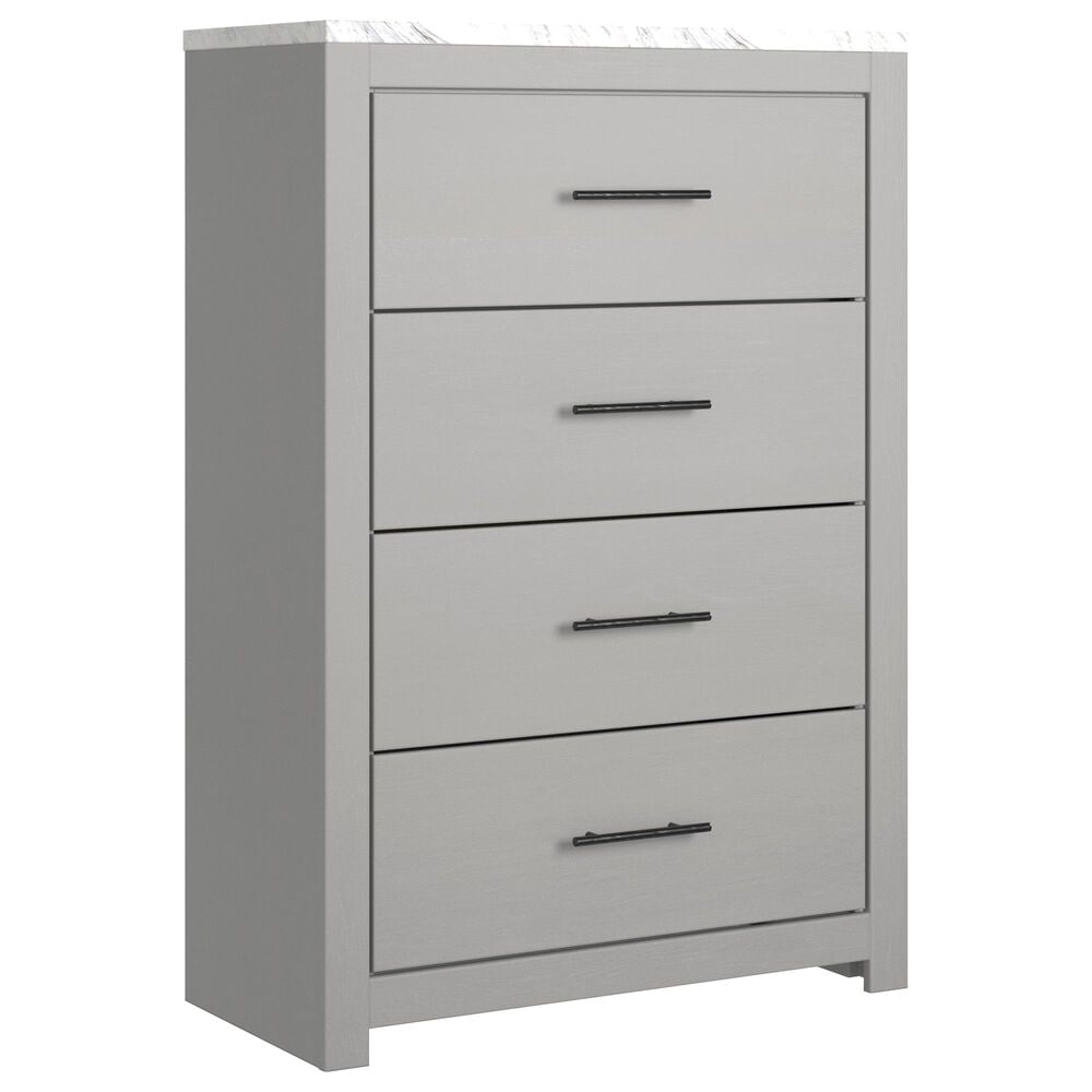 Ashley Cottonburg 4 Drawer Chest in Light Gray and White, , large