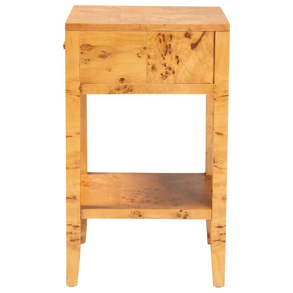 Baxton Studio Ghina 1-Drawer Nightstand in Light Mappa Burl, , large
