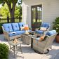 HOMLUX 5-Piece Outdoor Conversation Set with Solar Lighting Table in Diamond Blue, , large