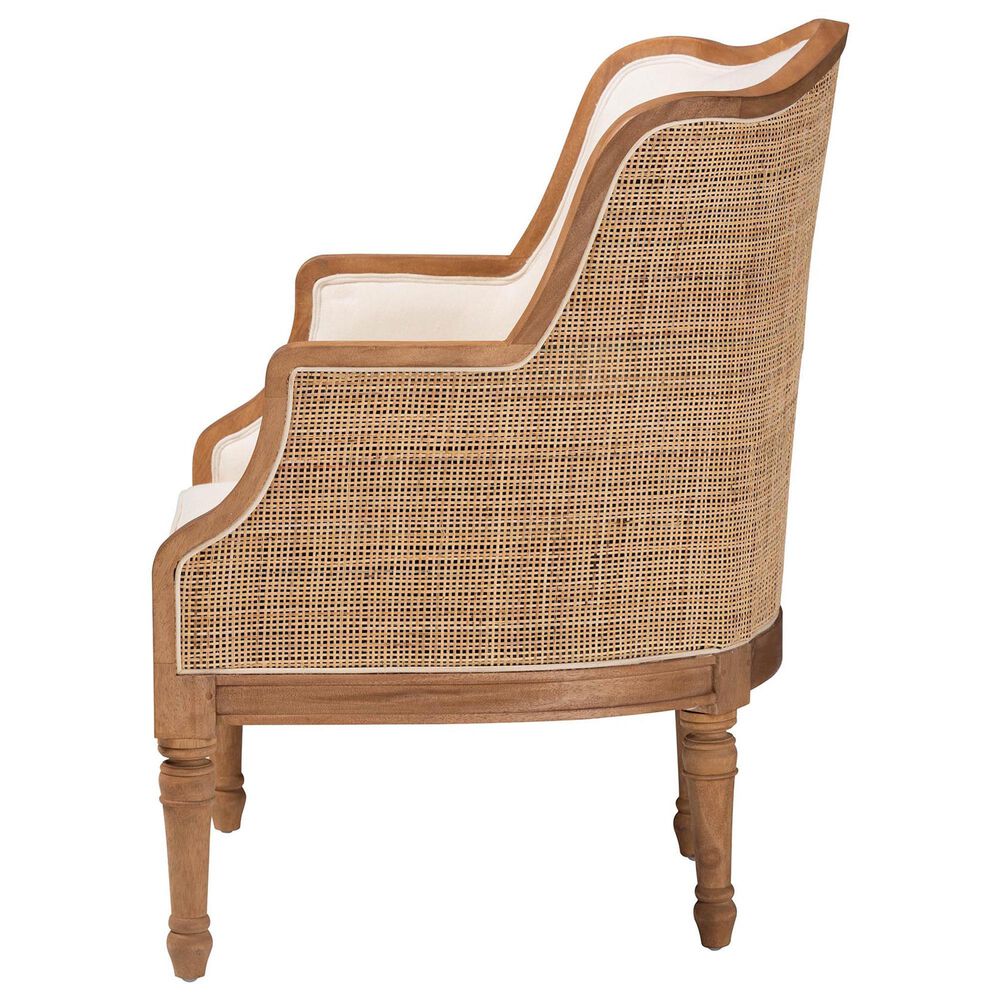 Baxton Studio Elizette Accent Chair with Honey Oak Frame in Beige, , large