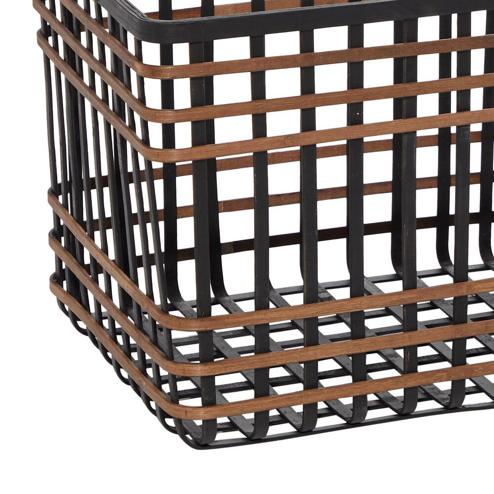 Maple and Jade Storage Basket with Handles in Matte Black and Brown &#40;Set of 2&#41;, , large