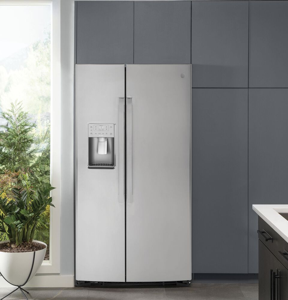 GE Profile 25.3 Cu. Ft. Side-by-Side Refrigerator in Fingerprint Resistant Stainless Steel, , large