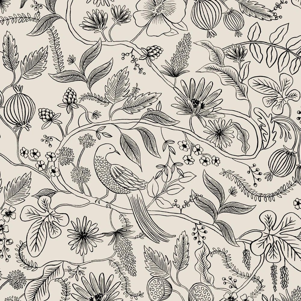 Rifle Paper Co Crafted by Cloth and Company Oxford Office Chair in Aviary Black/Cream, , large