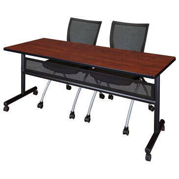 Regency Global Sourcing Kobe 3-Piece Mobile Training Table Set in Cherry/Black/Silver, , large