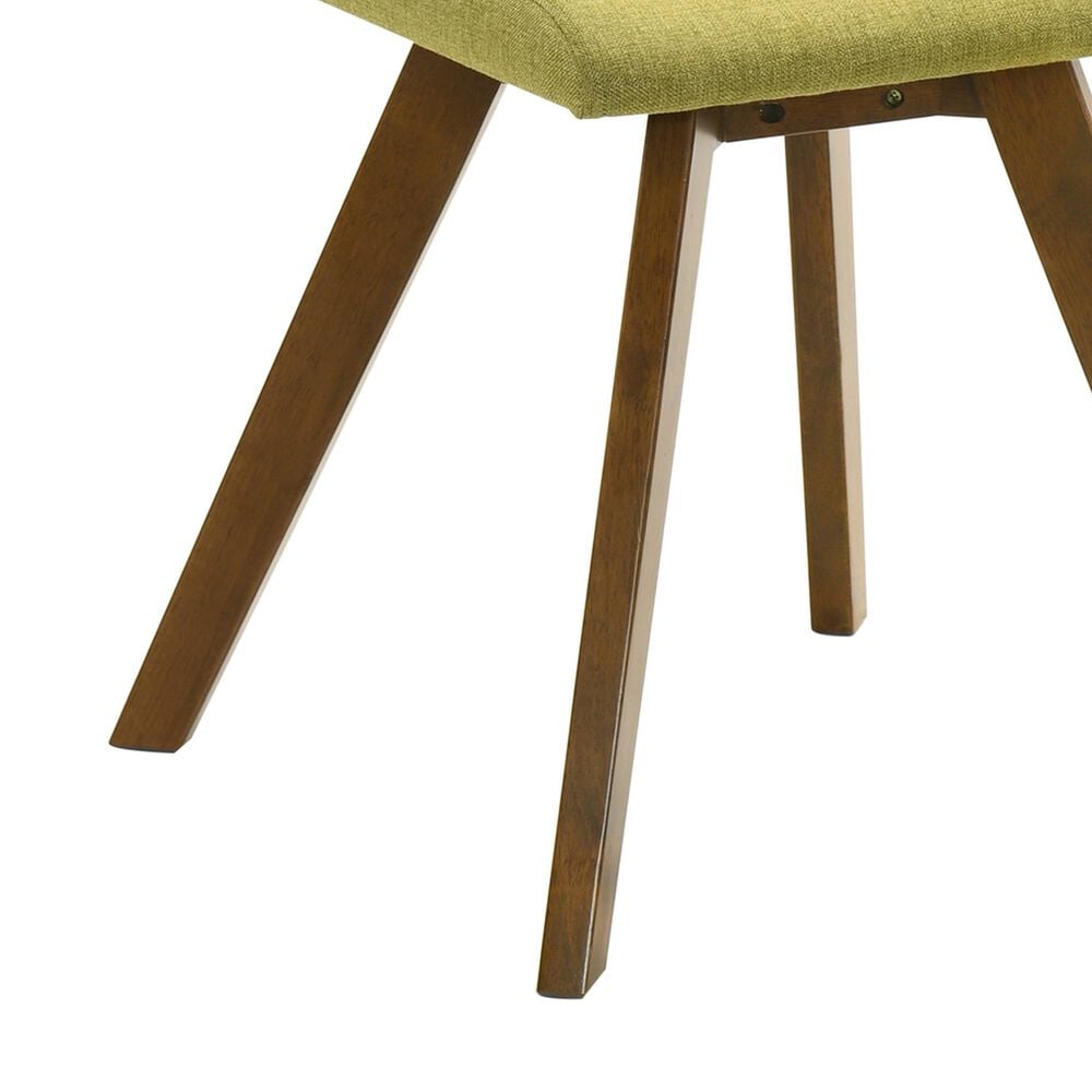 Armen Living Gina Side Chair with Olive Green Upholstery in Warm Walnut (Set of 4), , large