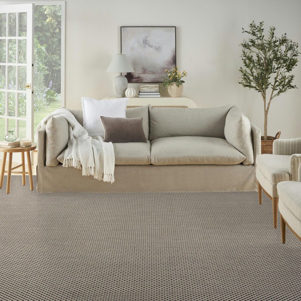 Nourison Courtyard Ivory and Charcoal 10&#39; x 14&#39; Indoor/Outdoor Area Rug, , large