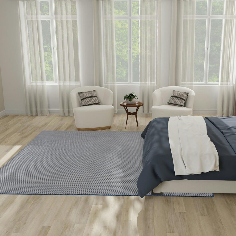 Nourison Courtyard Ivory and Blue 8&#39; Square Indoor/Outdoor Area Rug, , large