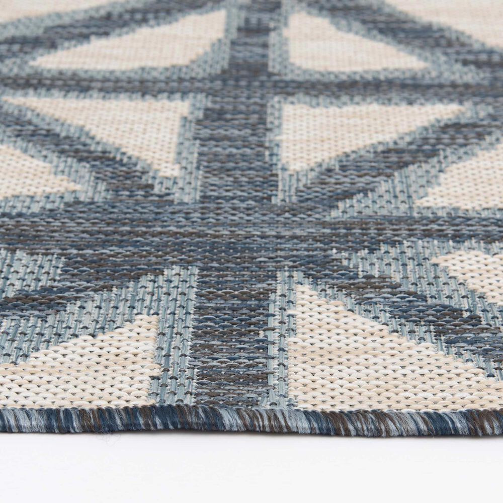 Central Oriental Melbourne Shibori Squares Vanilla and Lagoon 6'6" x 9'6" Area Rug, , large