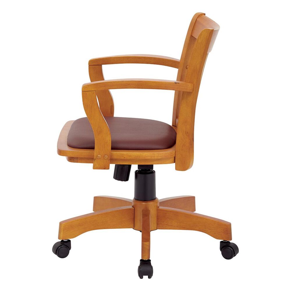 OSP Home Deluxe Wood Bankers Chair with Padded Seat in Brown NFM