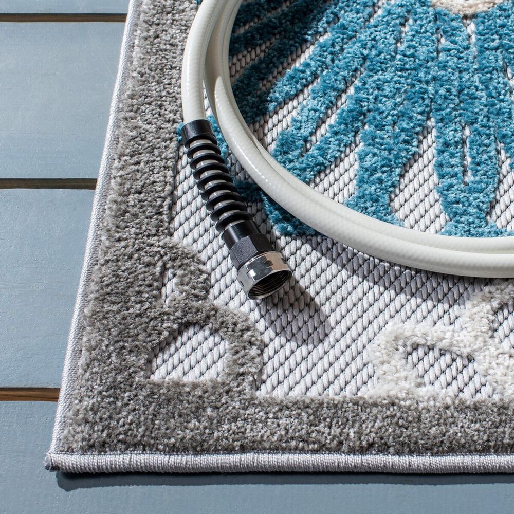 Safavieh Cabana CBN676B 6&#39;7&quot; Square Beige and Blue Indoor/Outdoor Area Performance Rug, , large