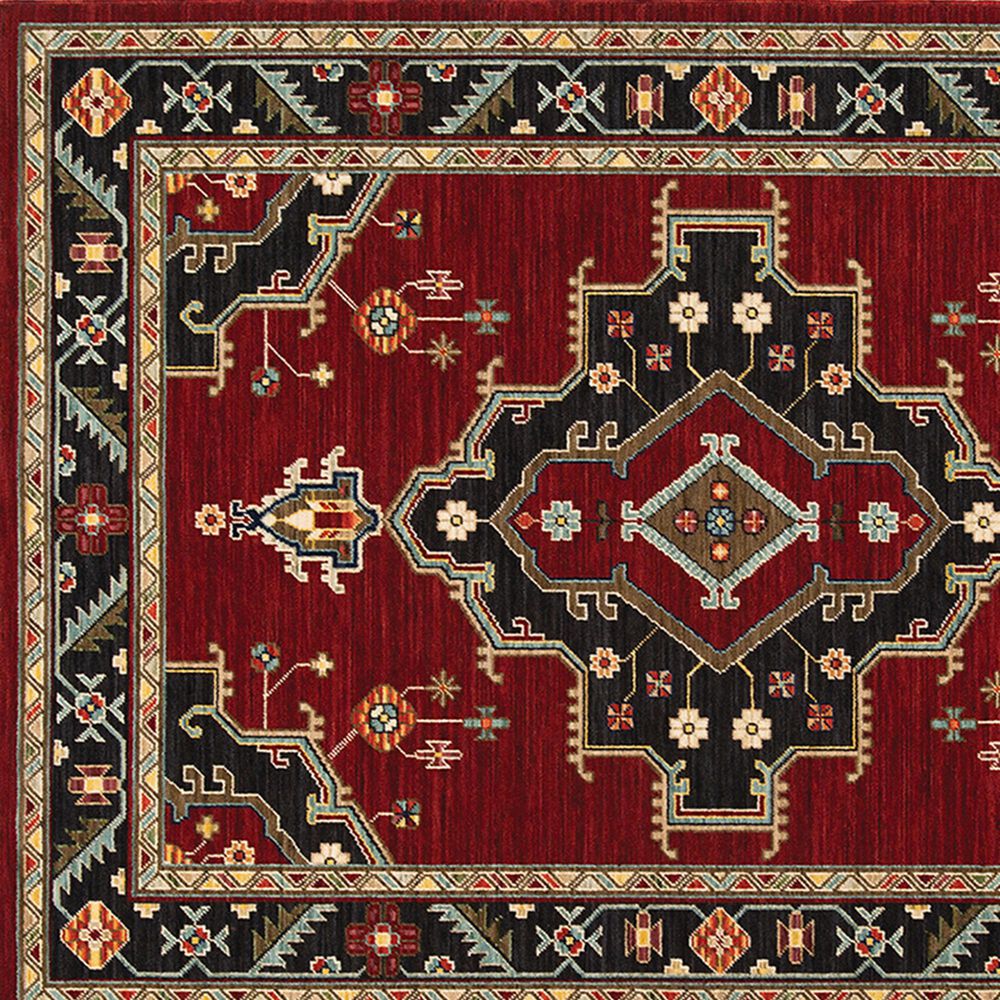 Oriental Weavers Lilihan Medallion 092R6 5&#39;3&quot; x 7&#39;6&quot; Red and Black Area Rug, , large