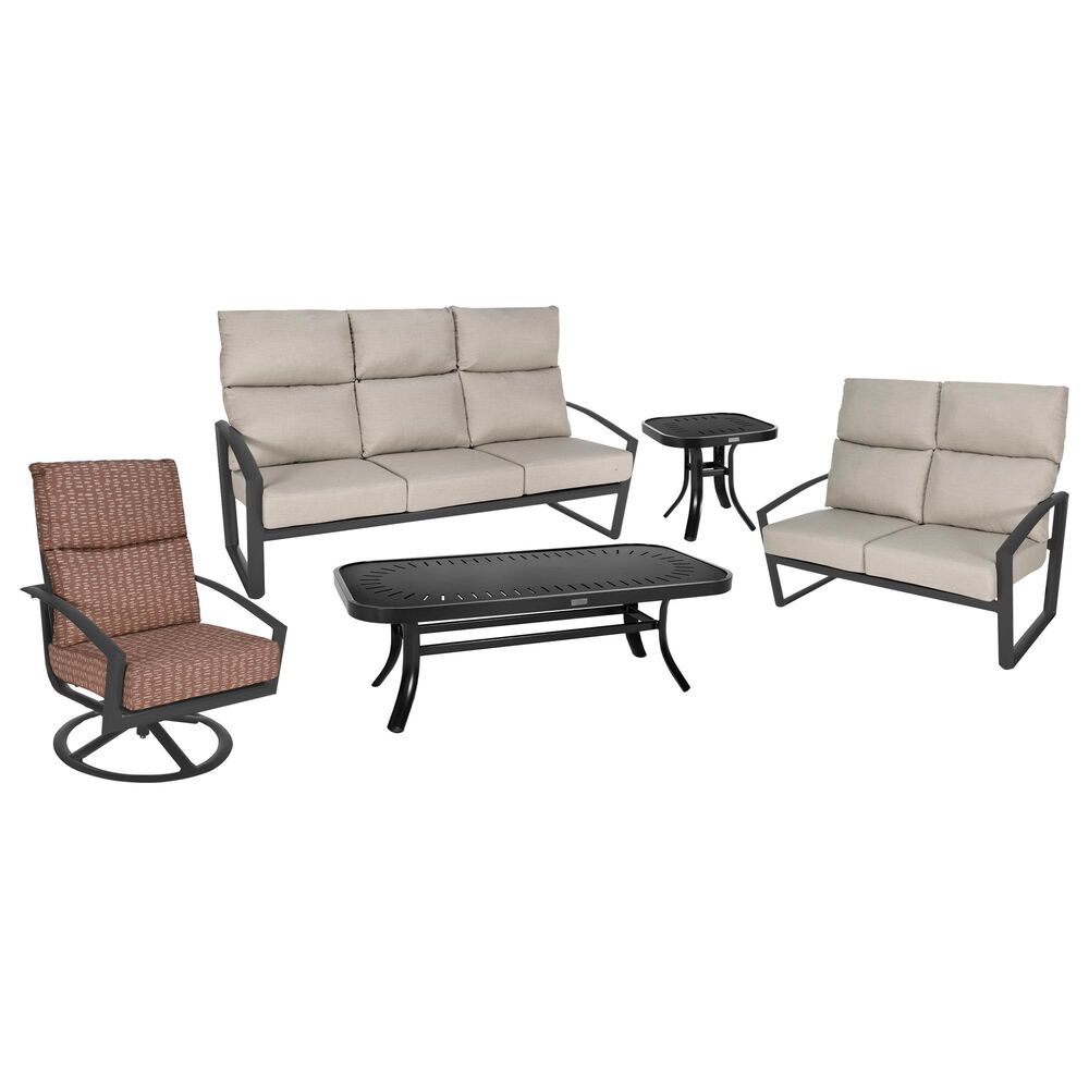 Winston Furniture Icon 5-Piece Patio Conversation Set in Cast Silver and Facade Brick, , large