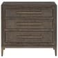 Furniture Worldwide Montclair 3-Drawer Nightstand in Medium Brown and Smoked Gold with Outlets and USB Ports, , large