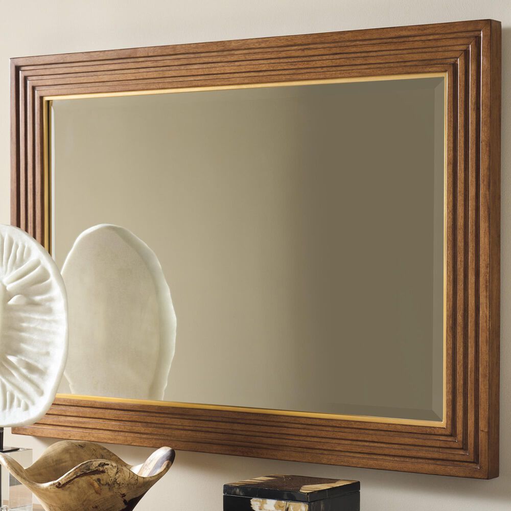 Lexington Furniture Cassia Rectangular Mirror in Sierra Tan and Satin Gold, , large