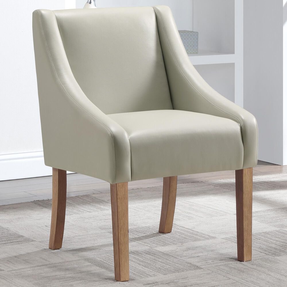 Office Star Products Monarch Side Chair with Cream Faux Leather Cushion in Light Oak, , large