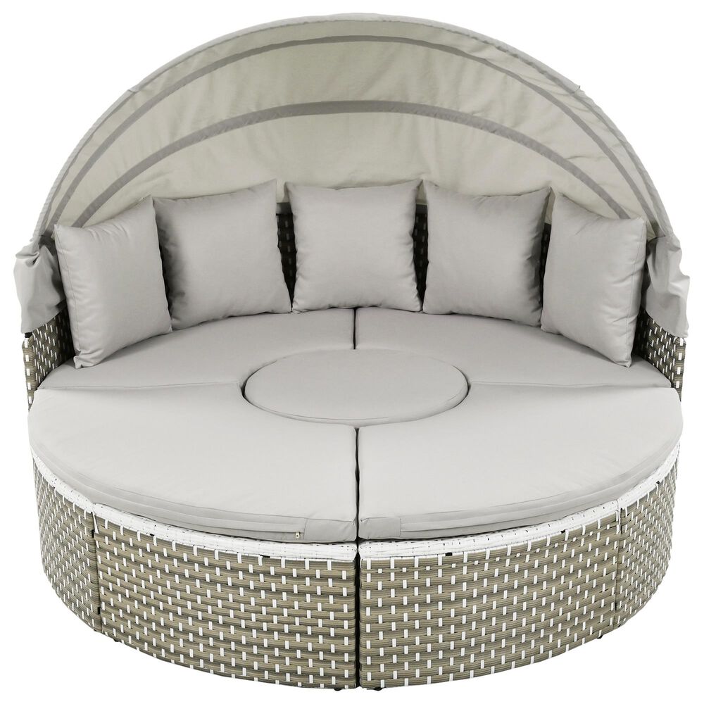 HOMLUX Patio Furniture Round Outdoor Sectional Sofa Set in Grey, , large