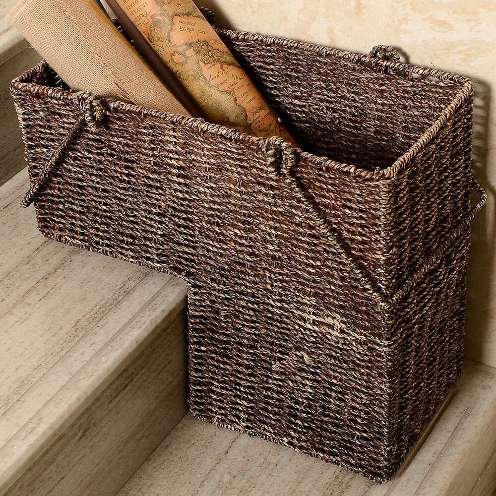 Timberlake 14&quot; Staircase Basket with Handles in Brown, , large