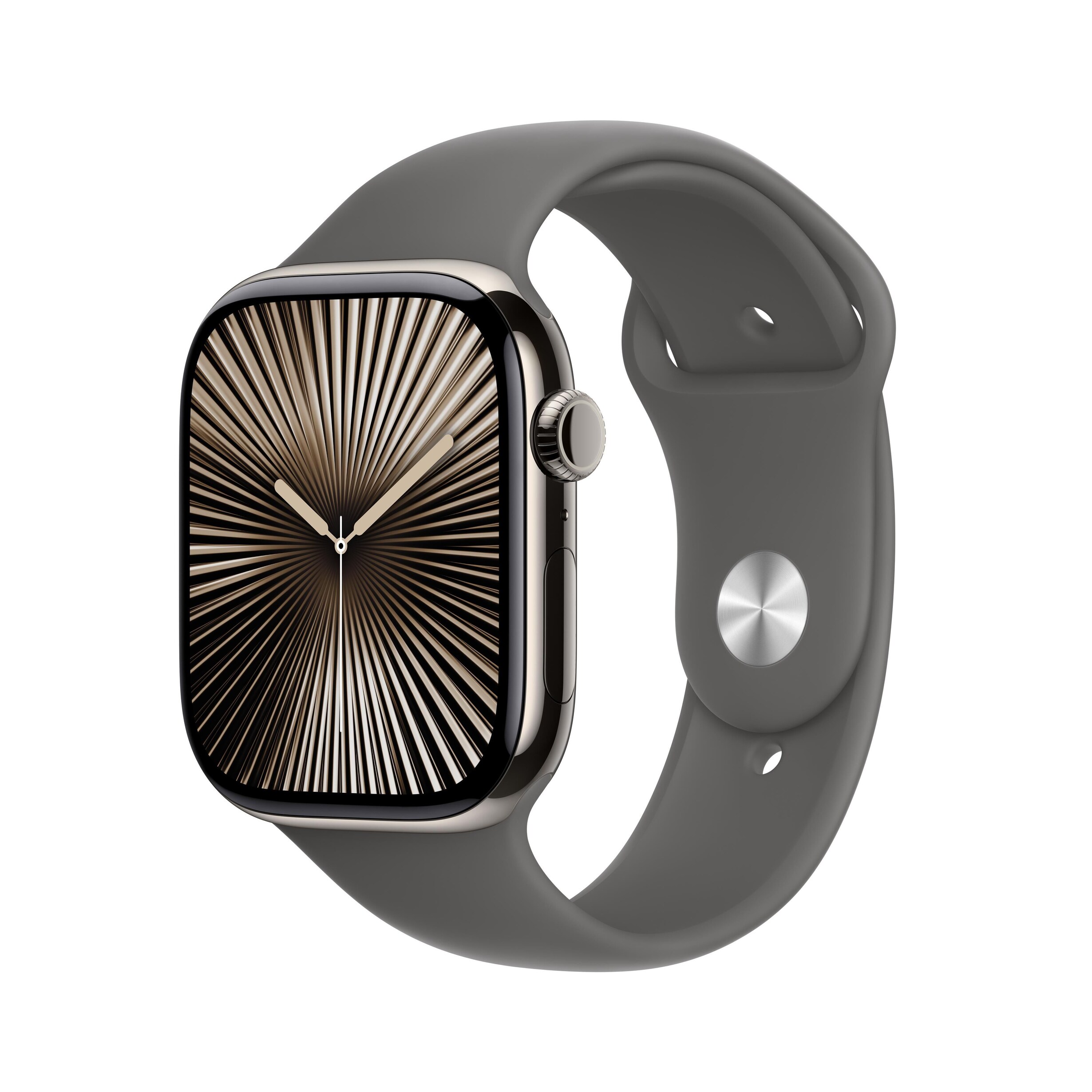 Apple Watch Series 10 GPS Cellular 46mm Natural Titanium Case with Stone Gray Sport Band M L NFM