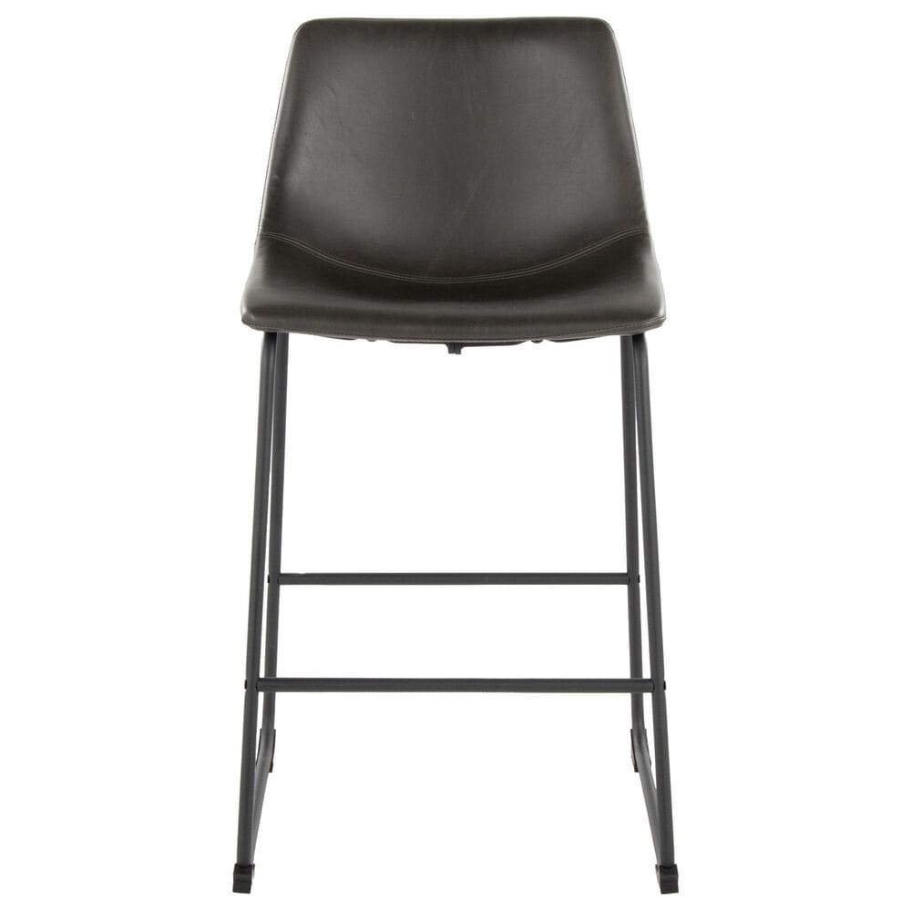 Lumisource Duke Fixed-Height Counter Stool with Grey Cushion in Black, , large