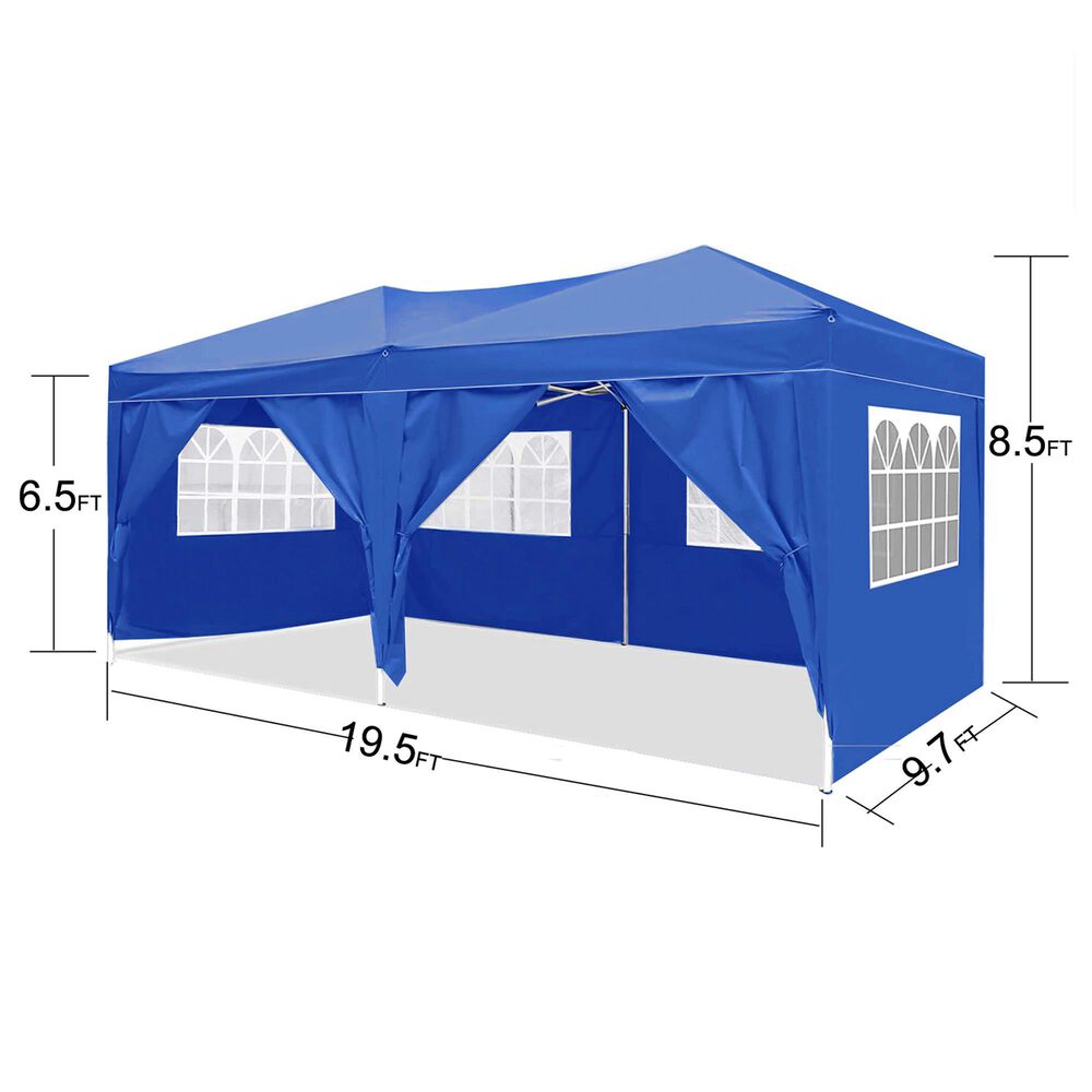 HOMLUX 10' x 20' Outdoor Pop Up Canopy Gazebo for Party in Blue, , large