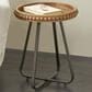 Maple and Jade Beaded End Table with Rattan Accent in Brown and Gray, , large