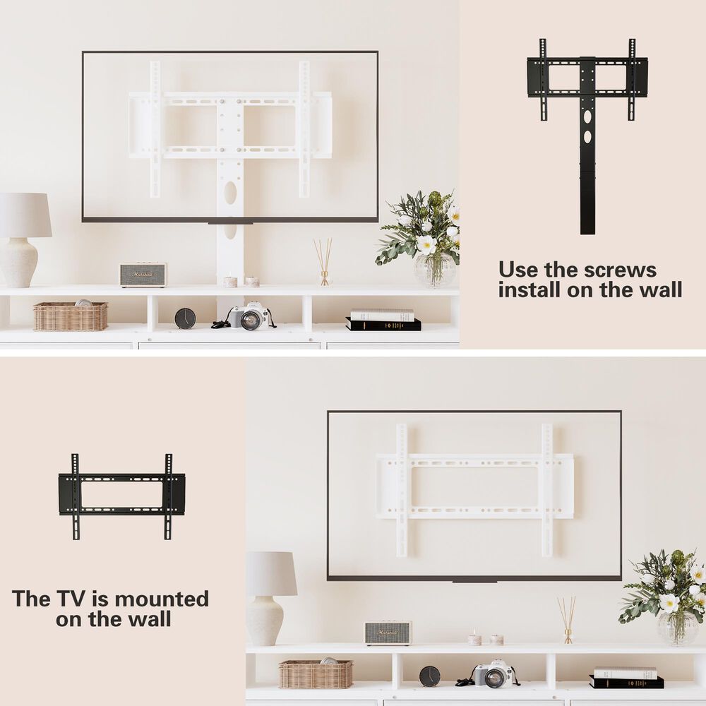 HOMLUX 63" 7-Drawer TV Stand with Adjustable TV Mount in Leather White, , large