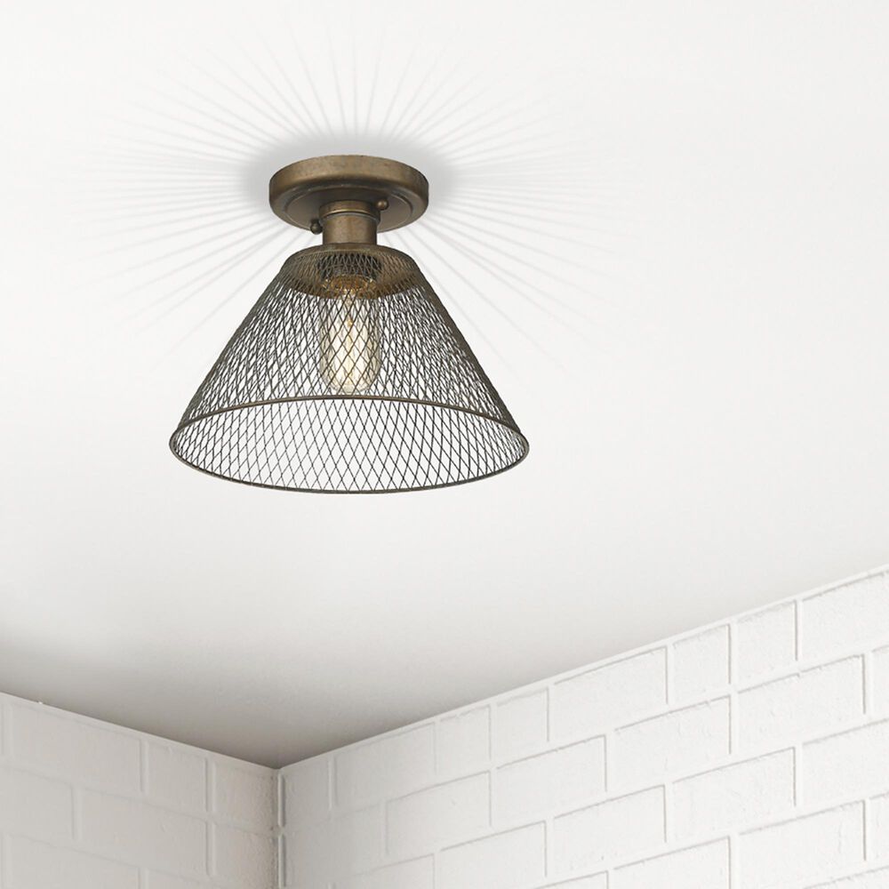 Golden Lighting Carver 1-Light Semi-Flush in Copper Patina, , large