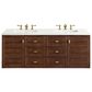 James Martin Vanities Amberly 60" Double Bathroom Vanity in Walnut with 3 cm Carrara White Marble Top and Rectangular Sinks, , large