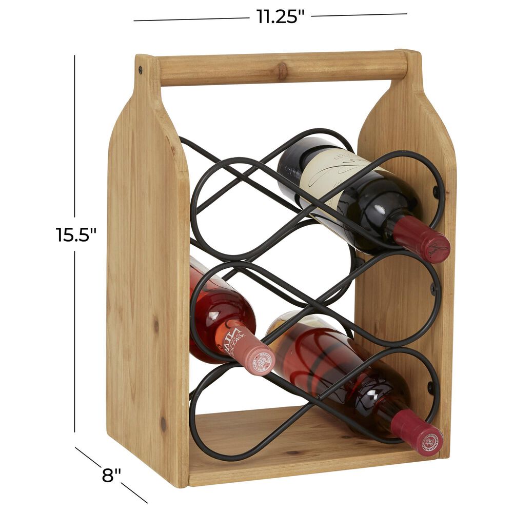 Maple and Jade 15&quot; Rustic Wood Wine Rack in Brown and Black, , large