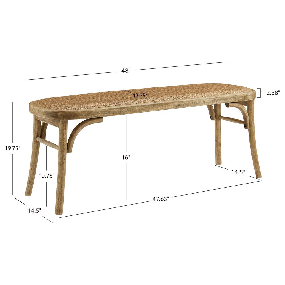 Linon Home Decor Conelly Bentwood Bench in Weathered Brown, , large