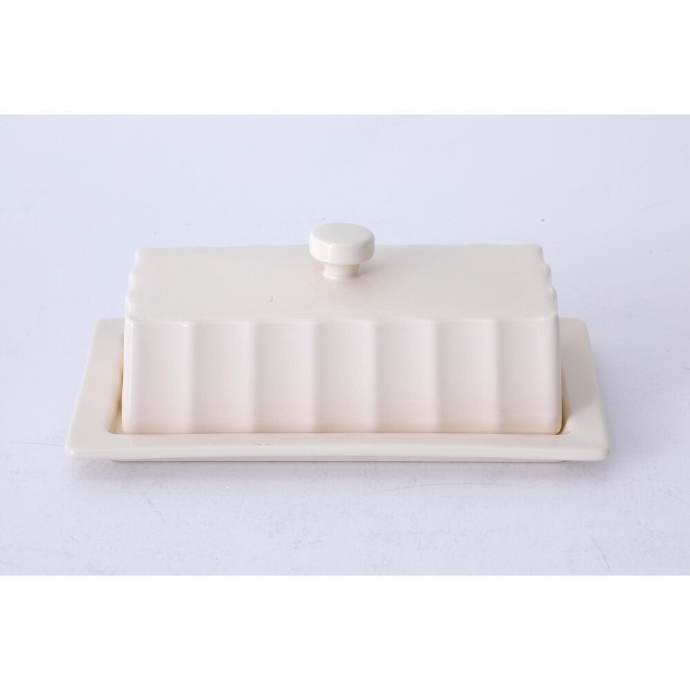 Gibson Overseas, Inc Broadbrook 8.1" Butter Dish in Cream, , large