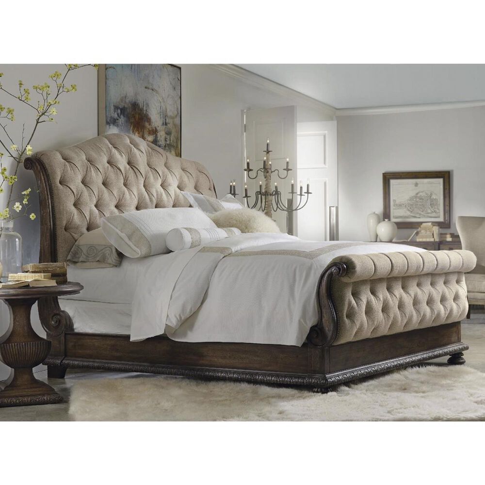 Hooker Furniture Rhapsody King Bed with Beige Upholstered in Reclaimed Natural, , large