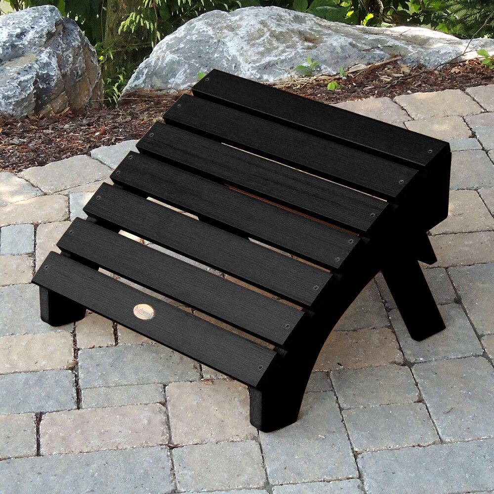 Highwood USA Hamilton Adirondack Chair &amp; Ottoman in Black, , large