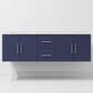 Lexora Home Geneva 60" Double Bathroom Vanity in Navy Blue with 2 cm White Carrara Marble Top and Rectangular Sinks, , large