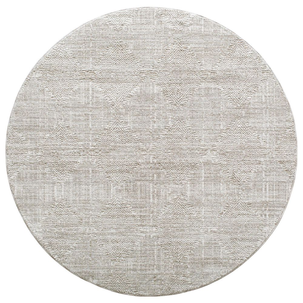 Surya Masterpiece Light Gray, Cream and Medium Gray 6"7" Round Area Rug, , large