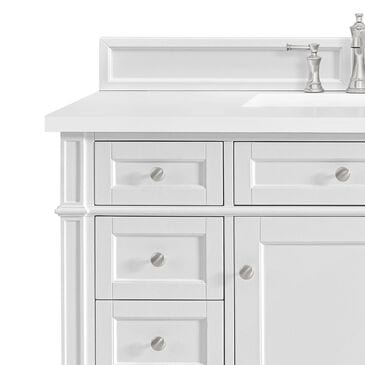 James Martin Brittany 84" Double Bathroom Vanity in Bright White with 3 cm White Zeus Top and Rectangular Sinks, , large