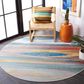 Safavieh Barbados Abstract Sunset 8" Round Light Blue and Pink Indoor/Outdoor Area Rug, , large