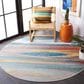Safavieh Barbados Abstract Sunset 8" Round Light Blue and Pink Indoor/Outdoor Area Rug, , large